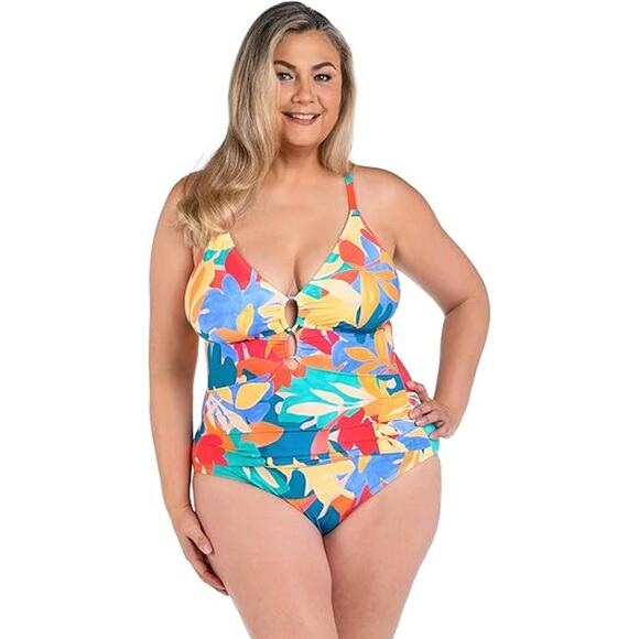 NWT New La Blanca Womens Size 16W Underwire Floral Resort One Piece Swimsuit - Picture 1 of 5